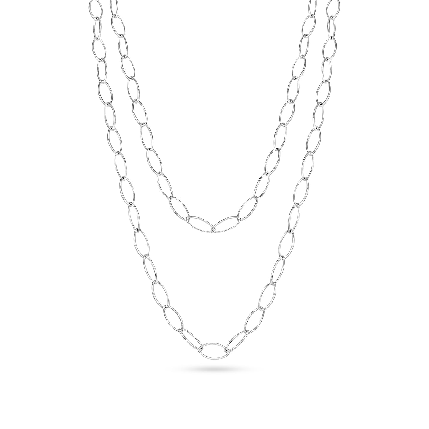 Adjustable Smooth Long Oval Link Necklace