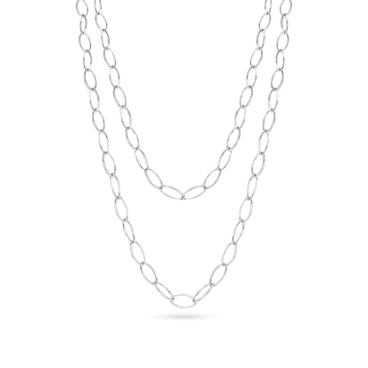 Adjustable Smooth Long Oval Link Necklace