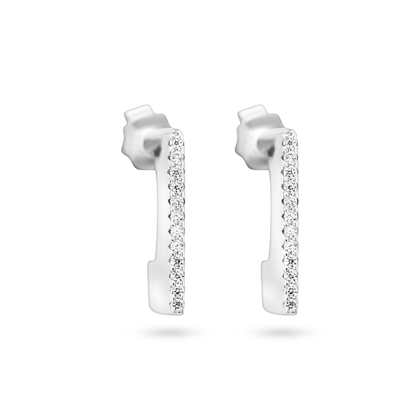 Sleek Silver Zircon Hoops