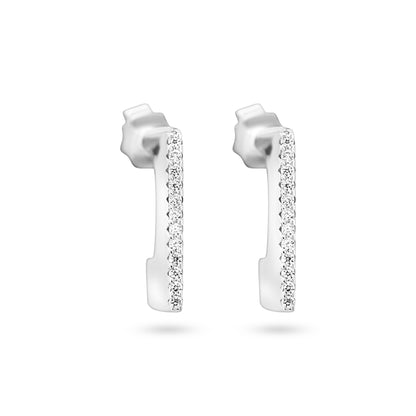 Sleek Silver Zircon Hoops