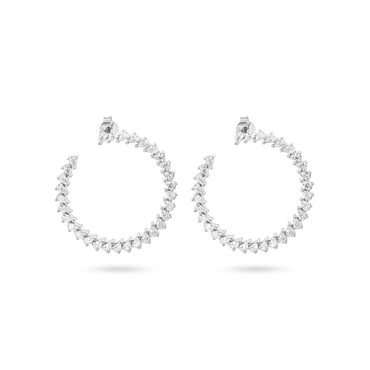 Elegant Spiral Zircon Hoop Earrings