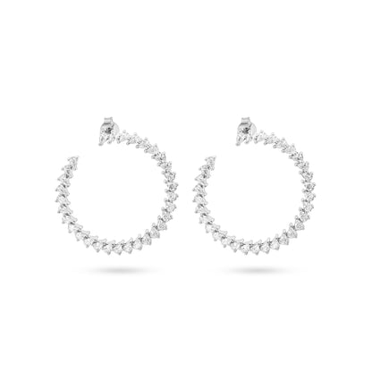 Elegant Spiral Zircon Hoop Earrings