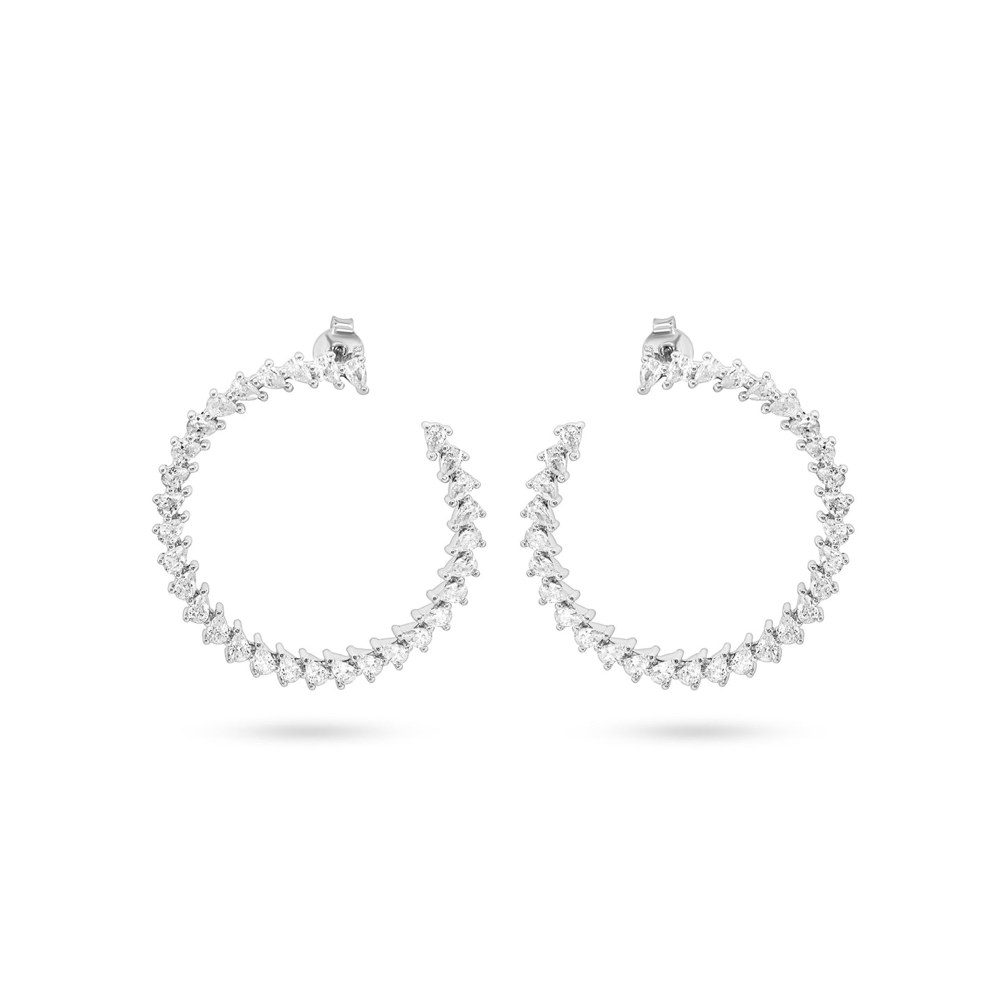 Elegant Spiral Zircon Hoop Earrings