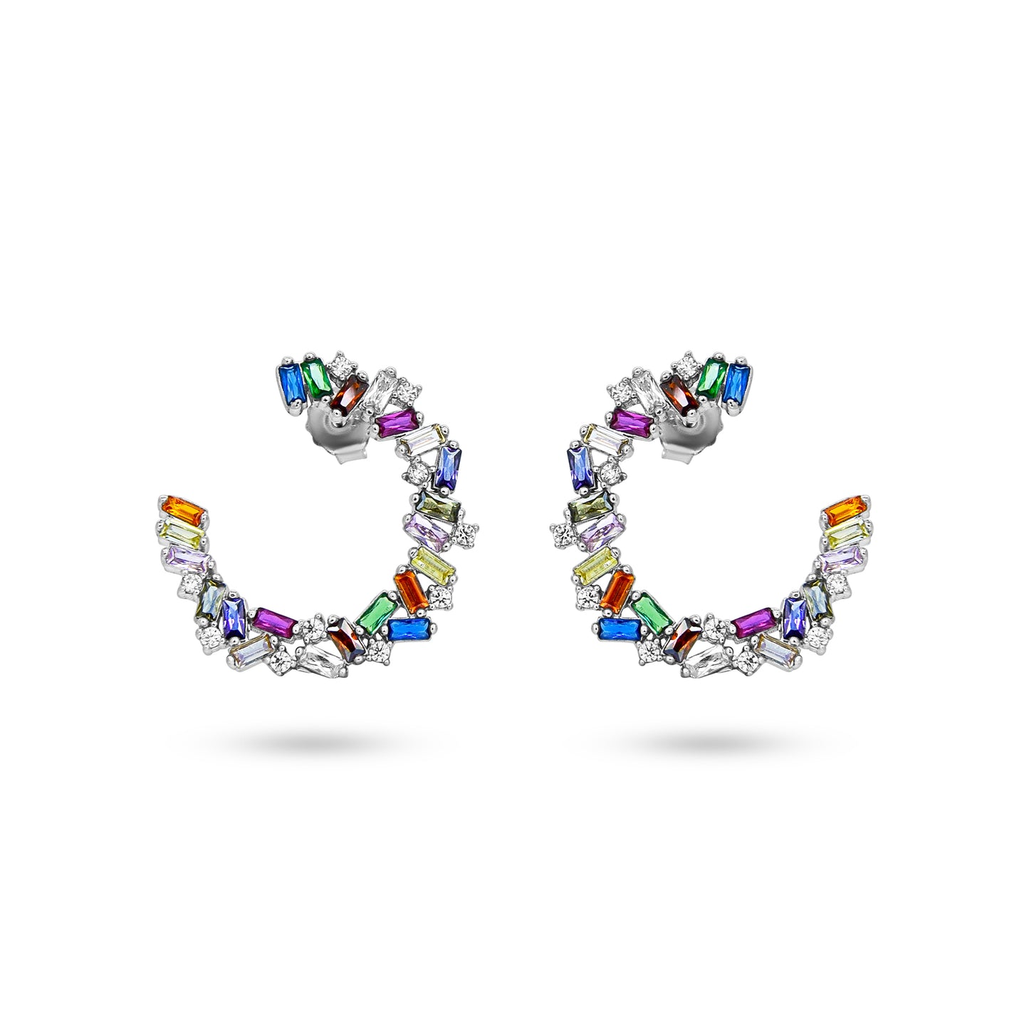 Dazzling Rainbow Hoop Earrings