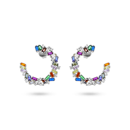 Dazzling Rainbow Hoop Earrings