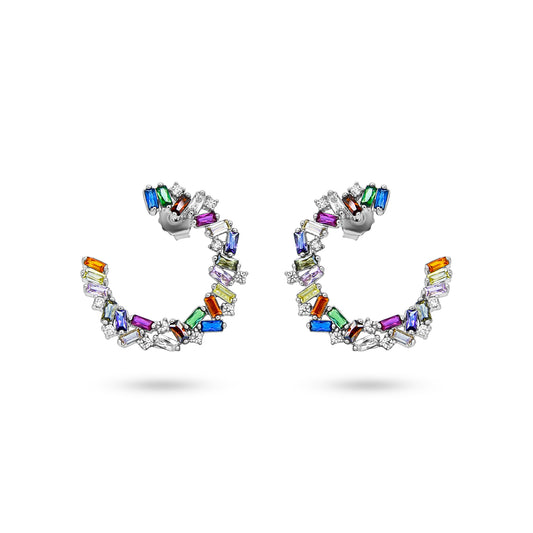 Dazzling Rainbow Hoop Earrings