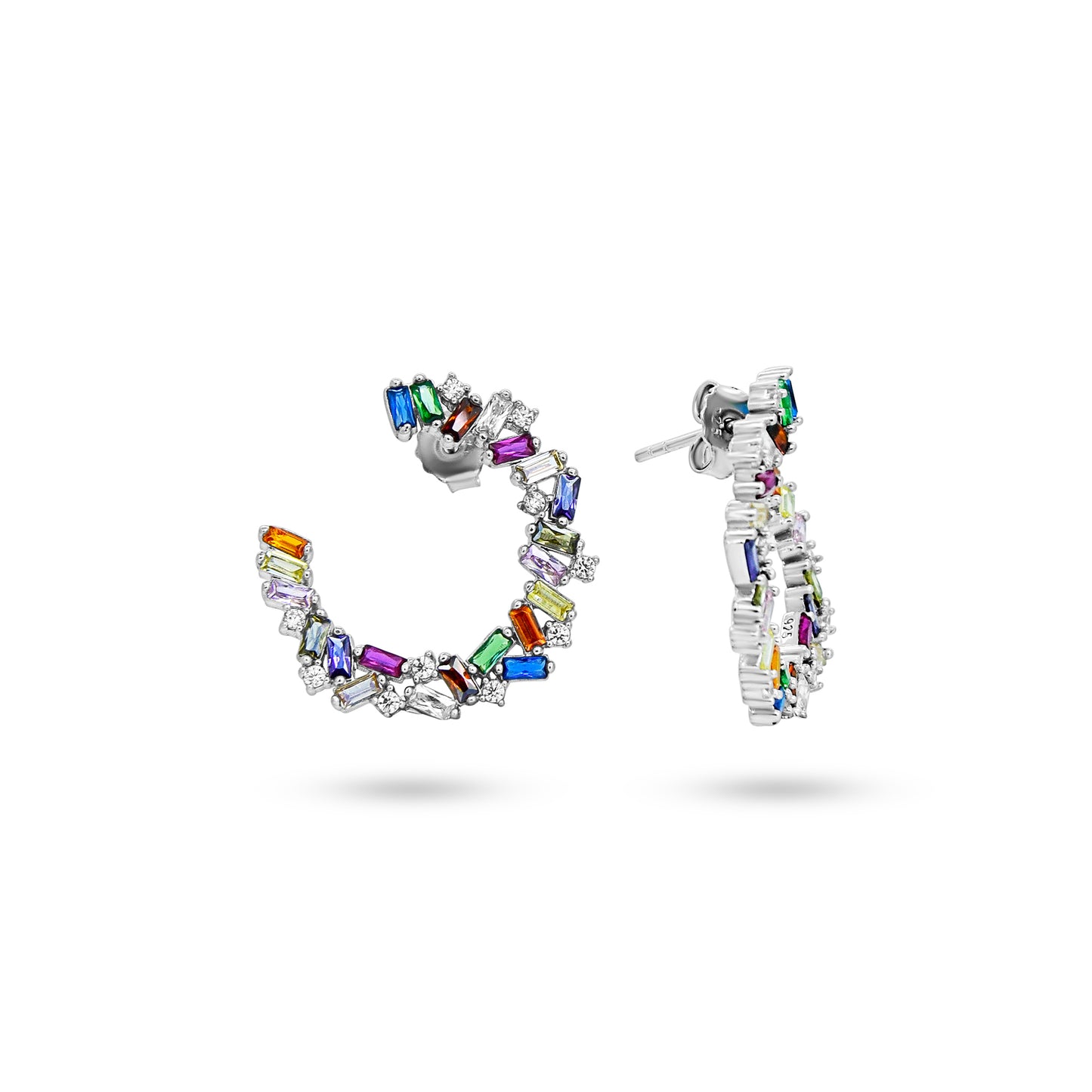 Dazzling Rainbow Hoop Earrings