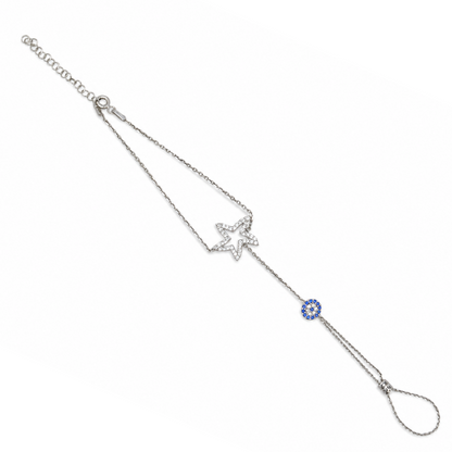 Starfish with evil-eye charm Hand Bracelet