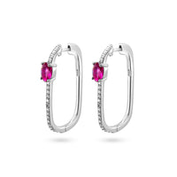 Rectangular Hoops w Colorful Gems image