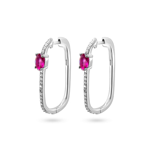 Rectangular Hoops w Colorful Gems