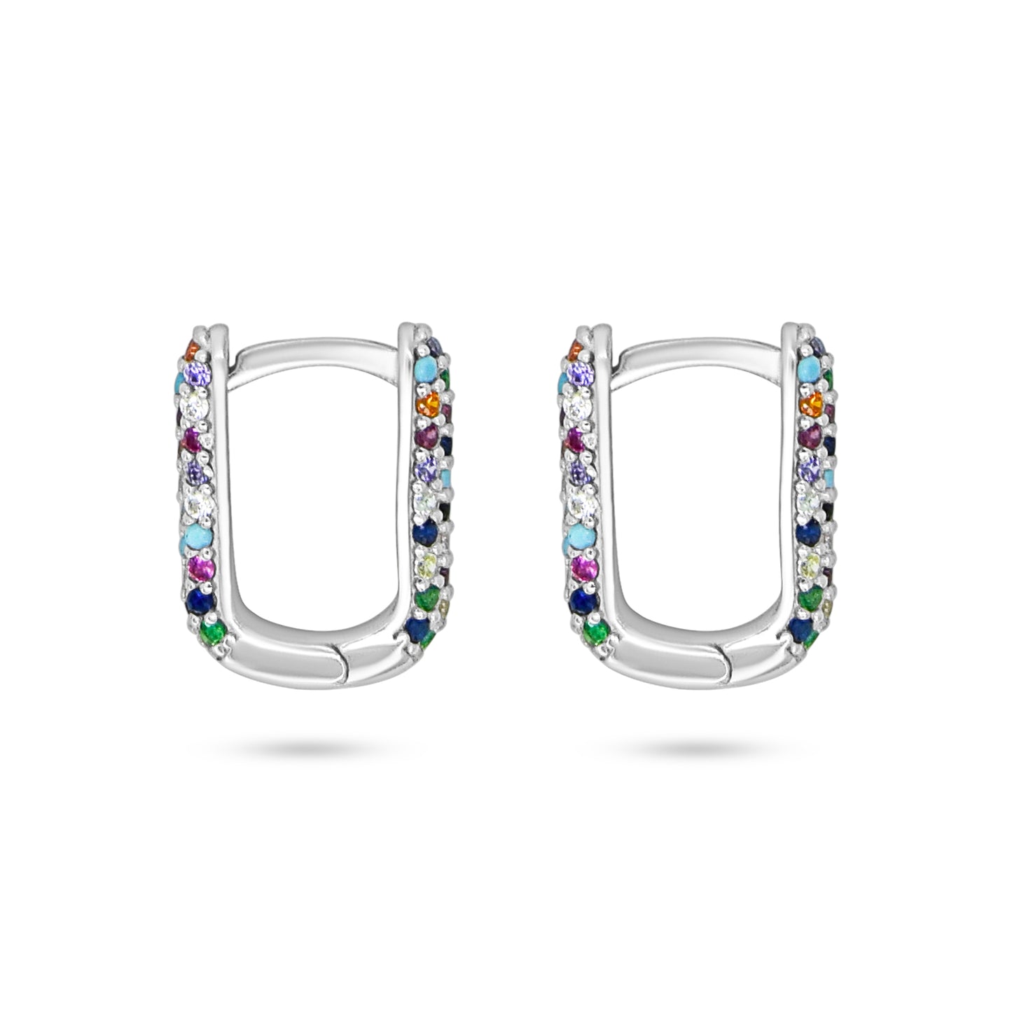 Multi-Colored Pave Huggie Earrings