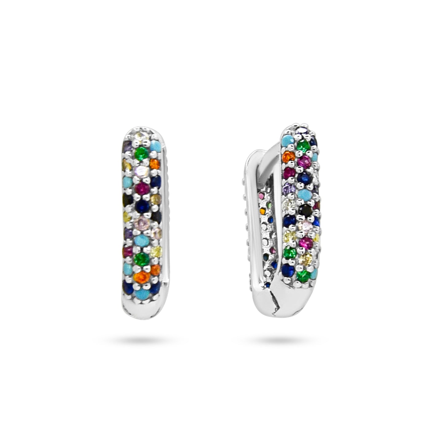 Multi-Colored Pave Huggie Earrings