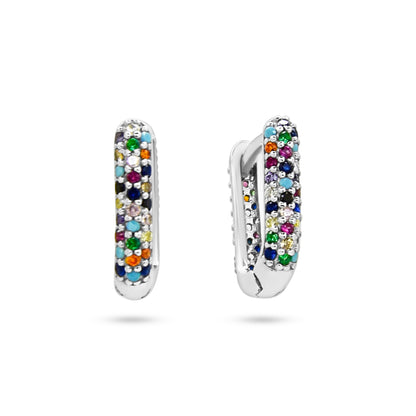 Multi-Colored Pave Huggie Earrings