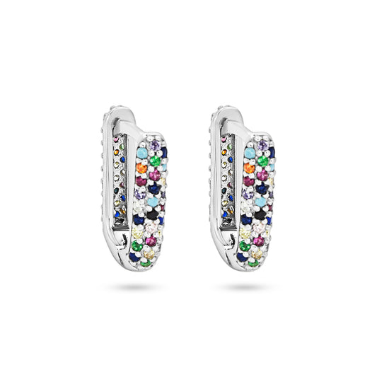 Multi-Colored Pave Huggie Earrings