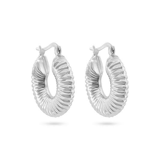 Twisted Elegance Silver Hoops