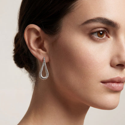 Twisted Ribbed Drop Hoops