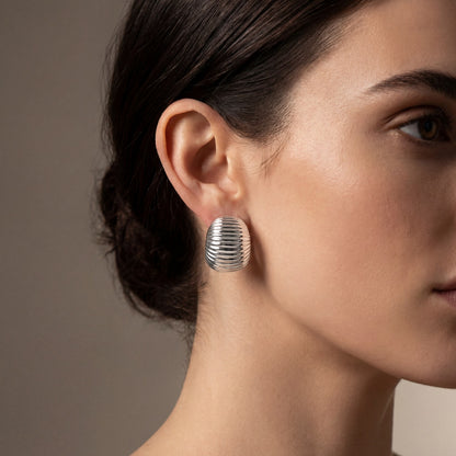 Ribbed Crescent Hoop Earrings