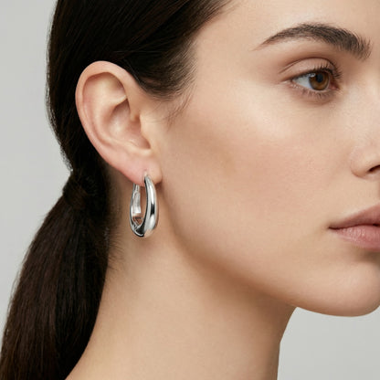 Sculptural Drop Hoop Earrings