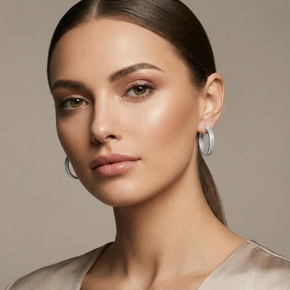Pave Channeled Hoops