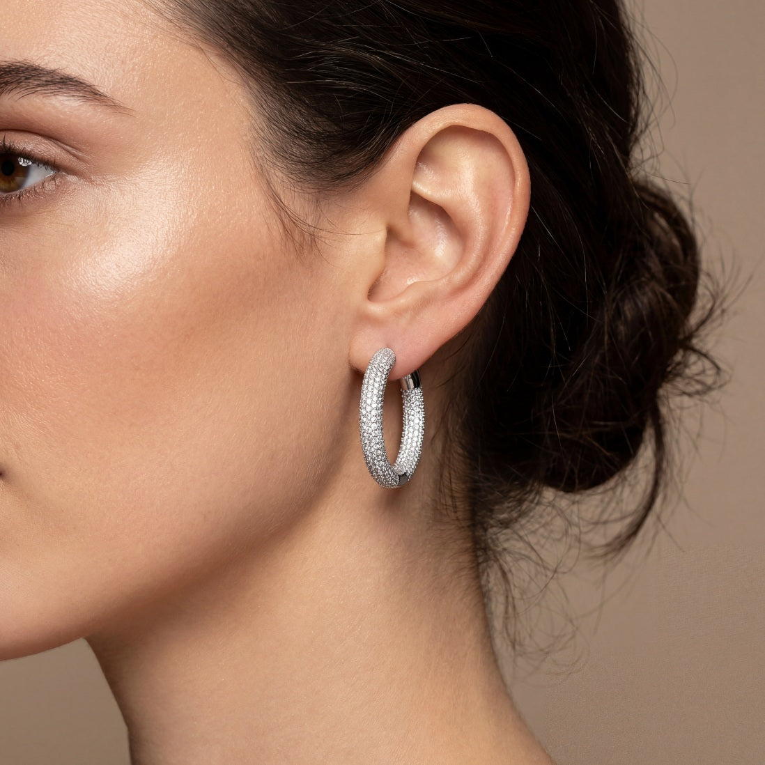 Frost Dual Pavé Hoop Earring - 2.4cm