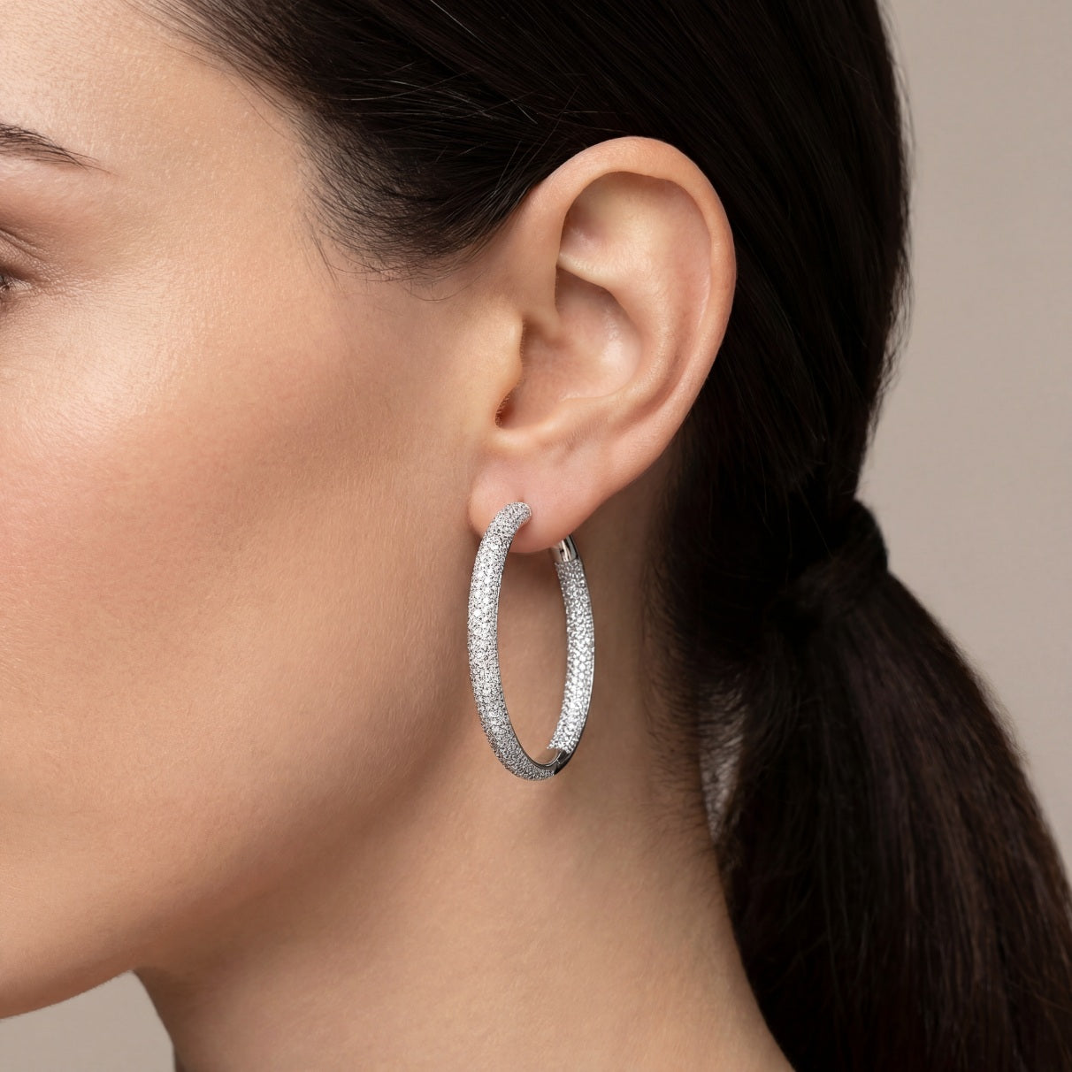 Frost Dual Pavé Hoop Earring - 4cm