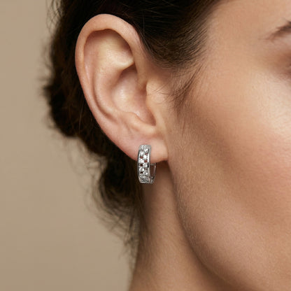 Mosaic Pavé Hoop Earrings