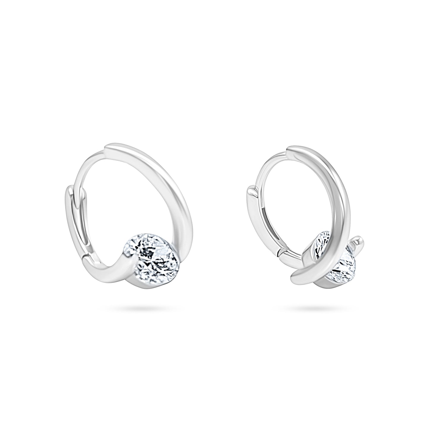 Orbit Solitaire Hoop Earrings