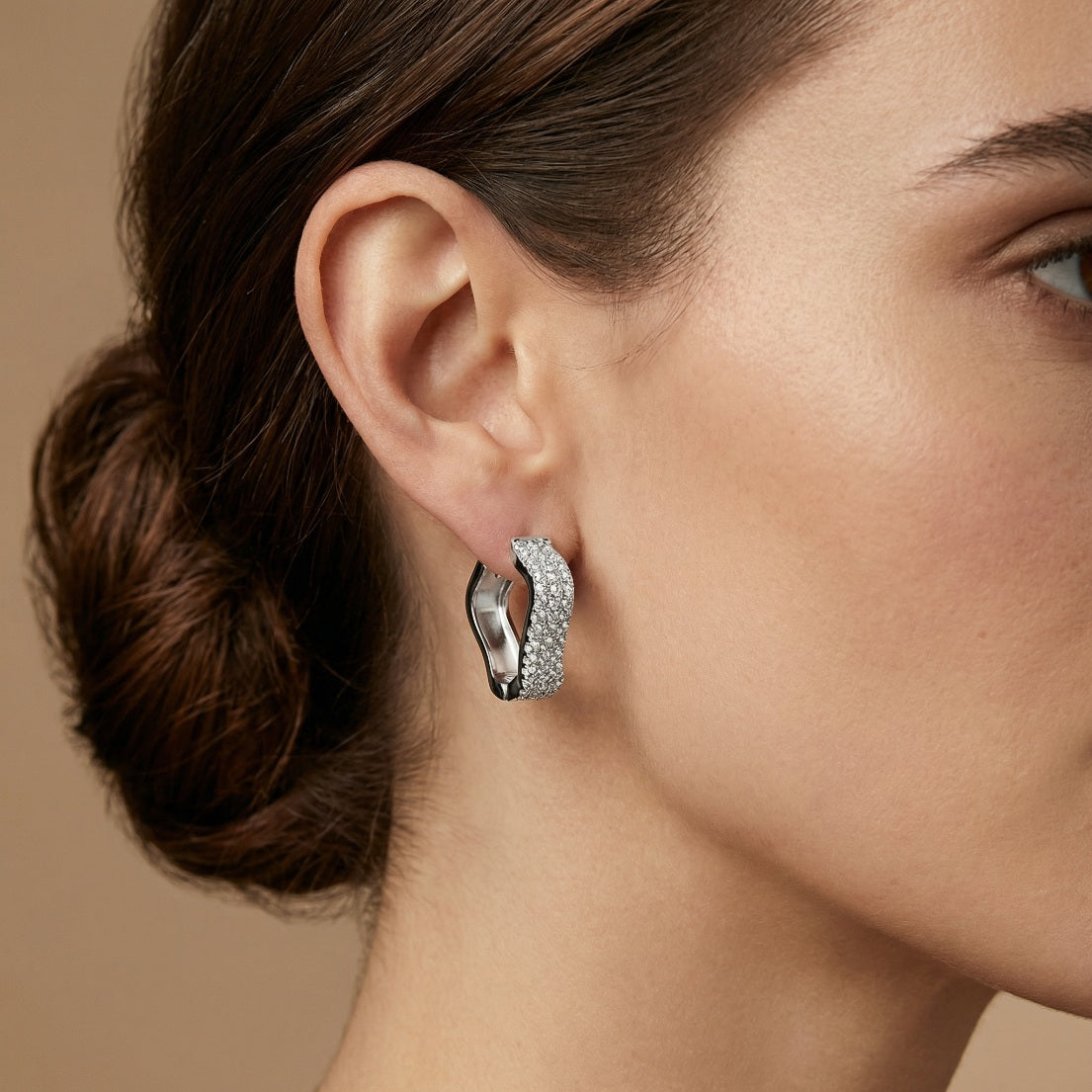 Ripple Pavé Hoop Earrings