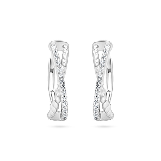 Braided Pavé Hoop Earrings