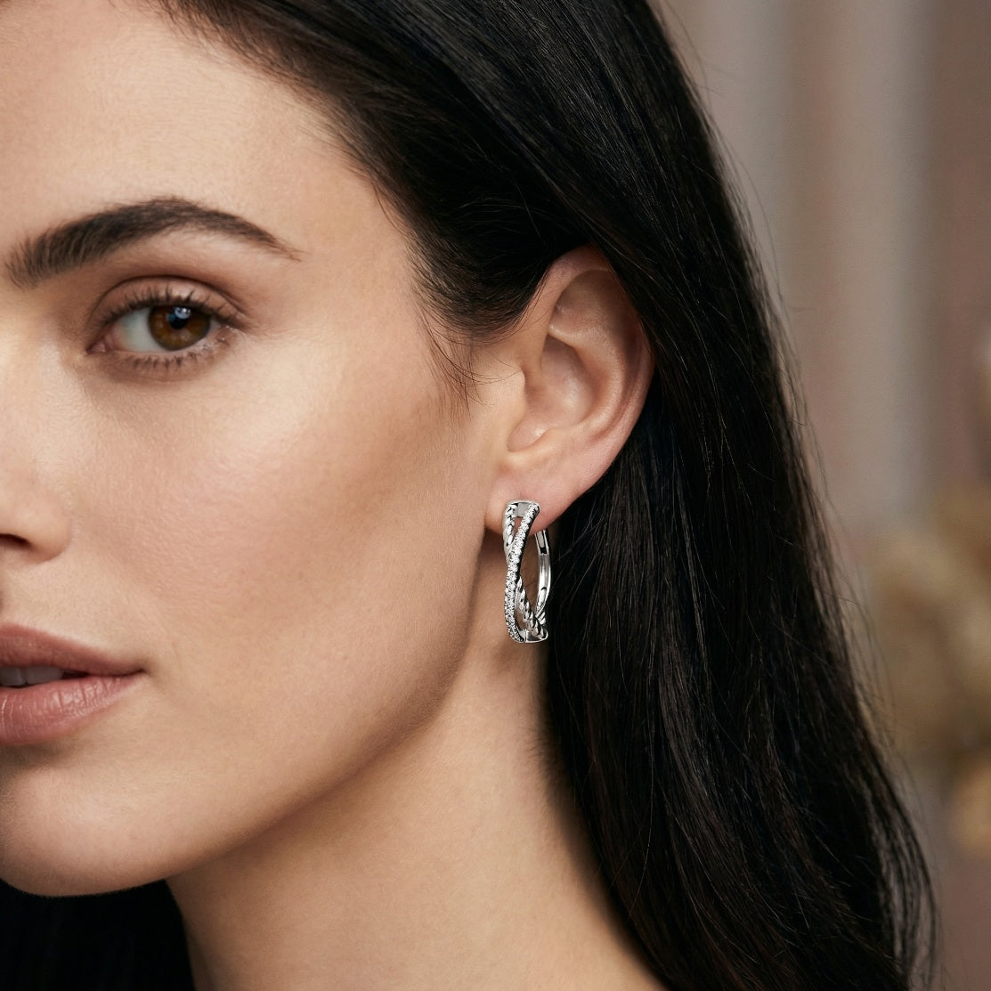 Braided Pavé Hoop Earrings