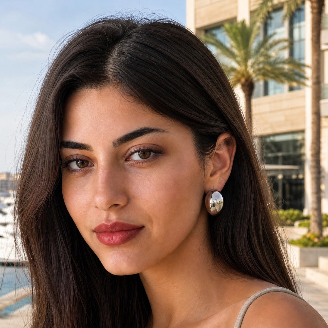 Tapered Teardrop Curve Hoop Earring