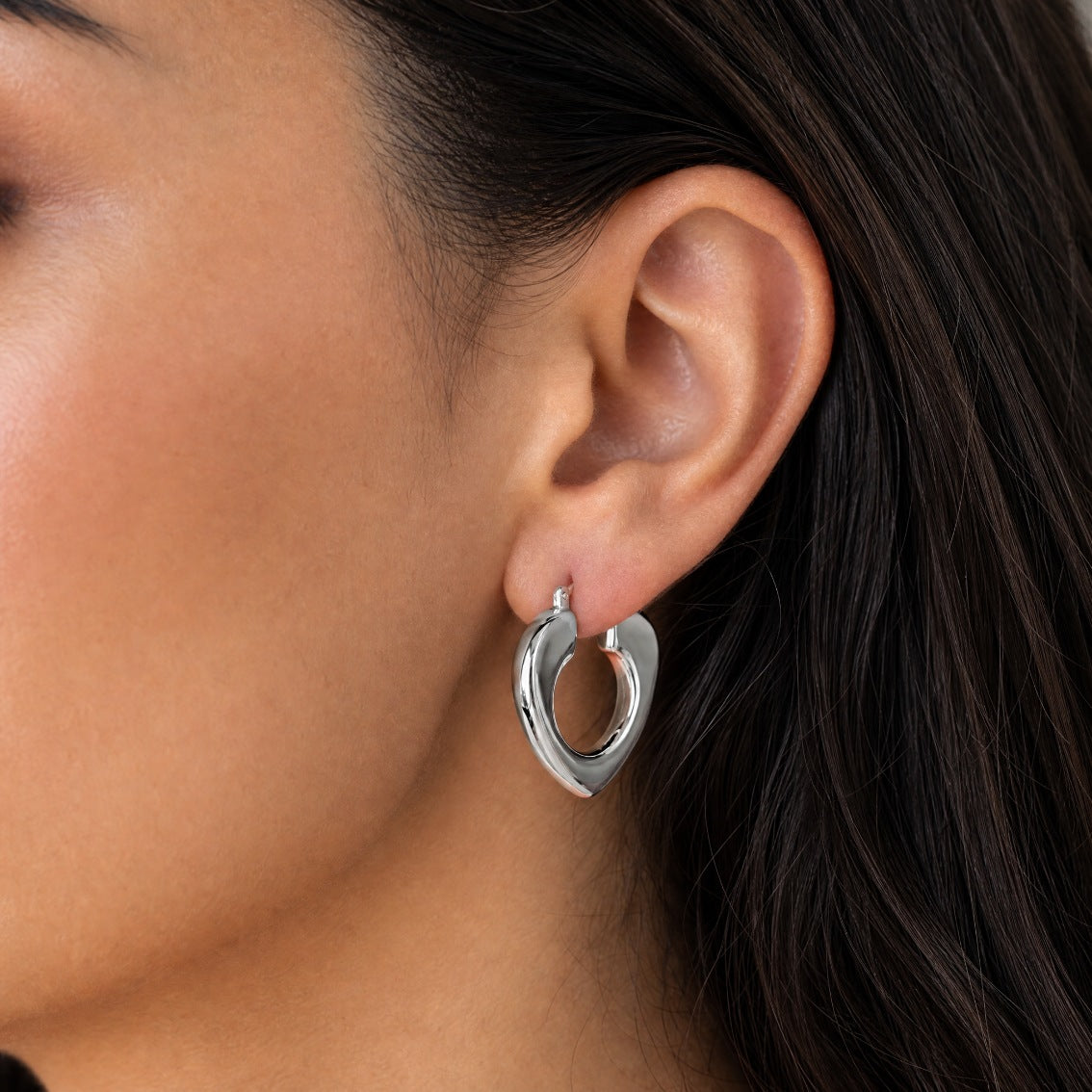 Sculpted Heart Hoop Earring