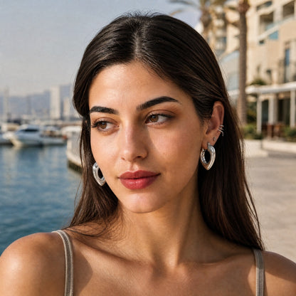 Sculpted Heart Hoop Earring