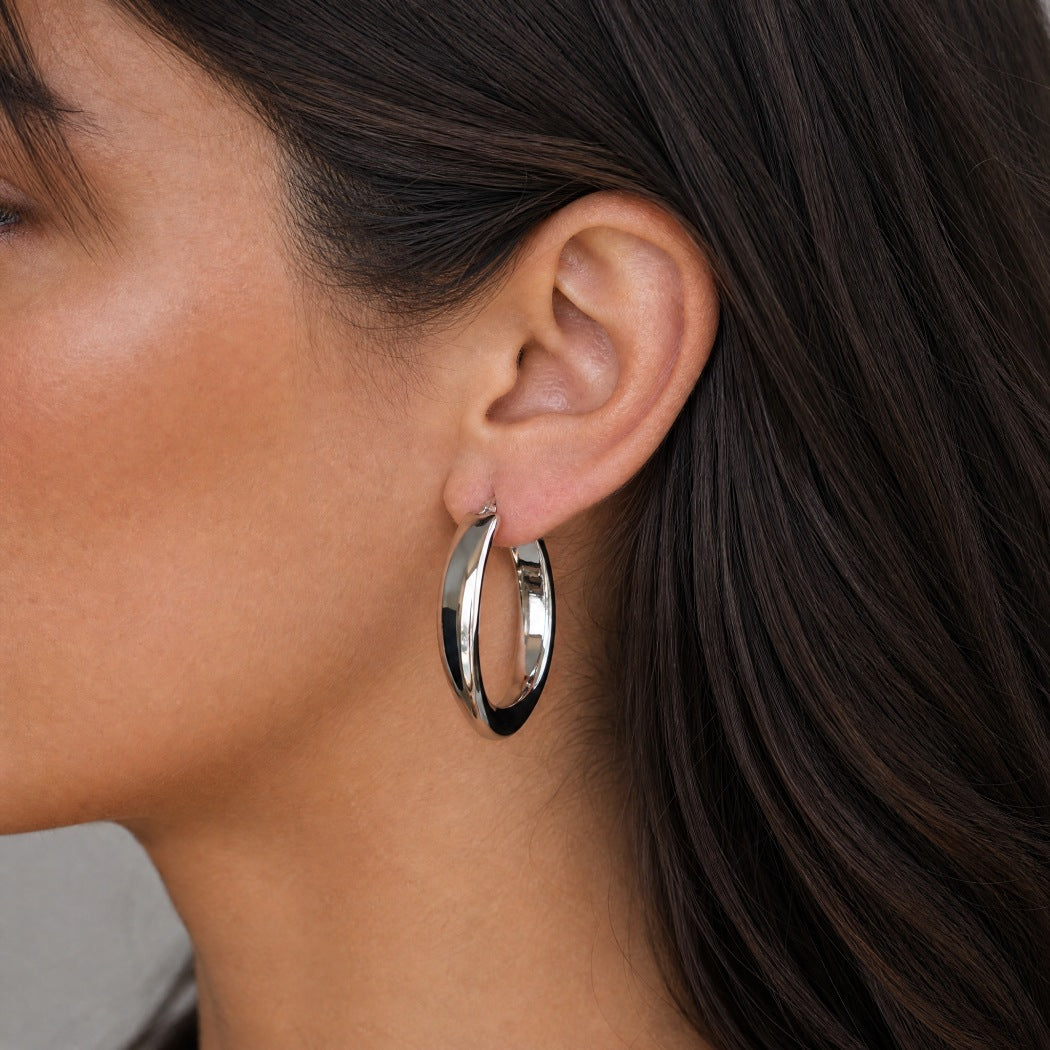 Tapered Oval Hoop Earring