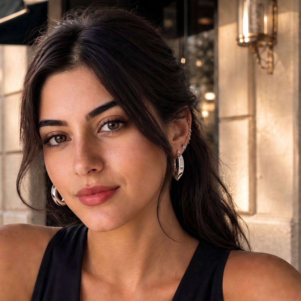Tapered Band Hoop Earring