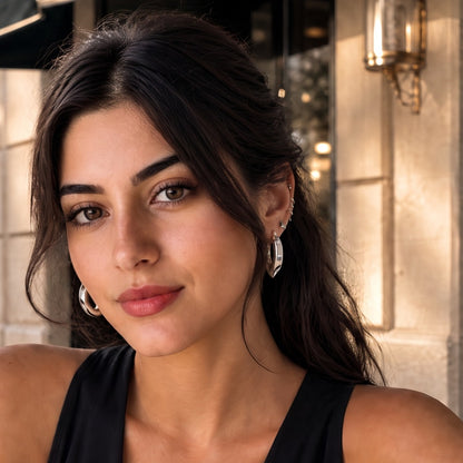 Tapered Band Hoop Earring