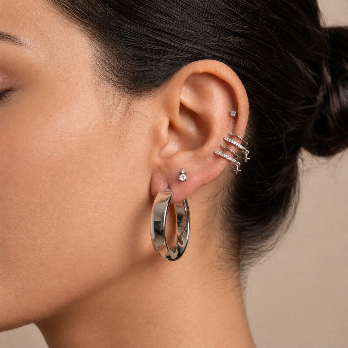 Tapered Band Hoop Earring