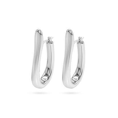 Elongated Squared U-Link Hoop Earring