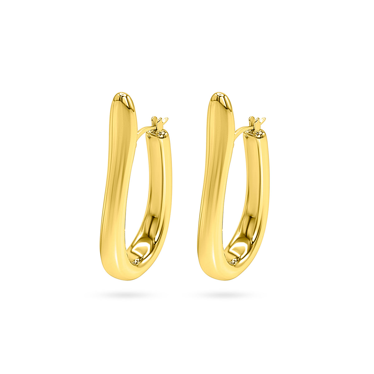 Elongated Squared U-Link Hoop Earring