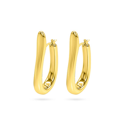 Elongated Squared U-Link Hoop Earring