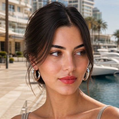 Sculpted Wave Hoop Earring