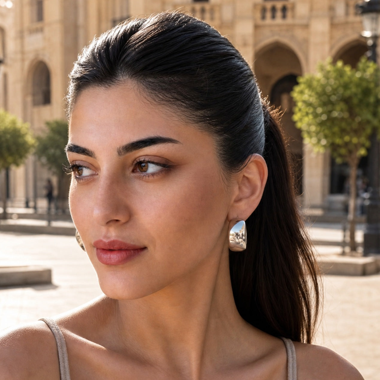 Wide Tapered Band Hoop Earring