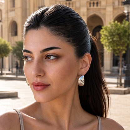 Wide Tapered Band Hoop Earring