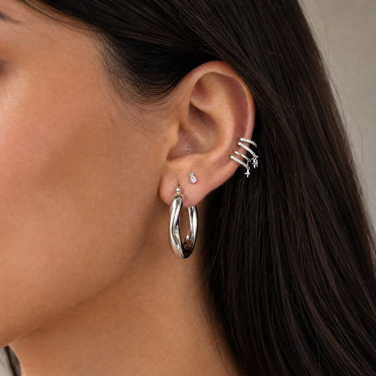Twisted Oval Wave Hoop Earring