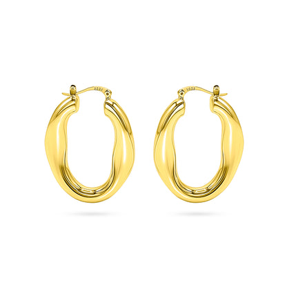 Twisted Oval Wave Hoop Earring