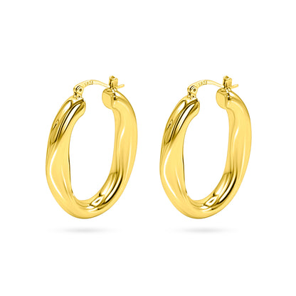 Twisted Oval Wave Hoop Earring