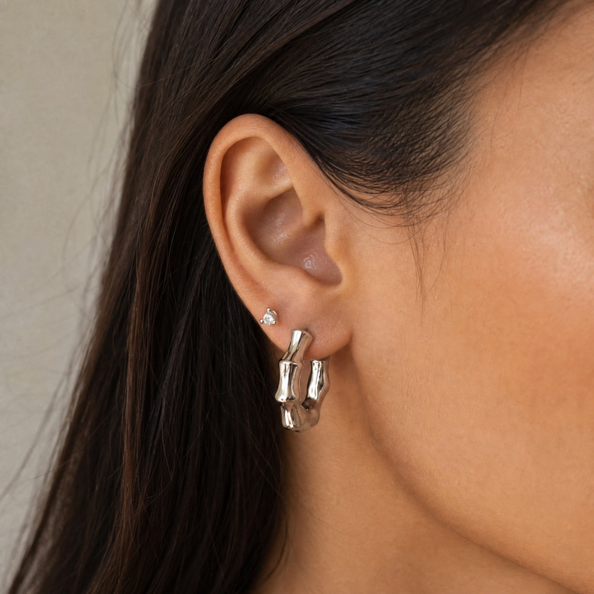 Bamboo Knot Hoop Earring