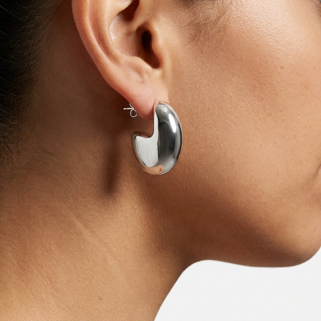 Hoop Earring worn, by Silver City Jewellery