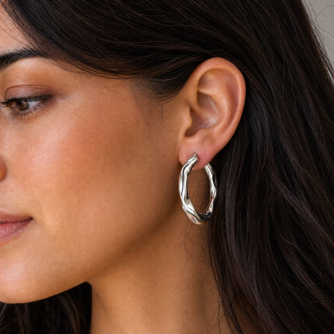 Hammered Open Hoop Earring