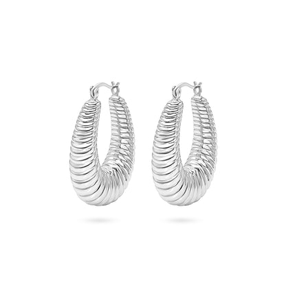 Ribbed Croissant Curve Hoop Earring